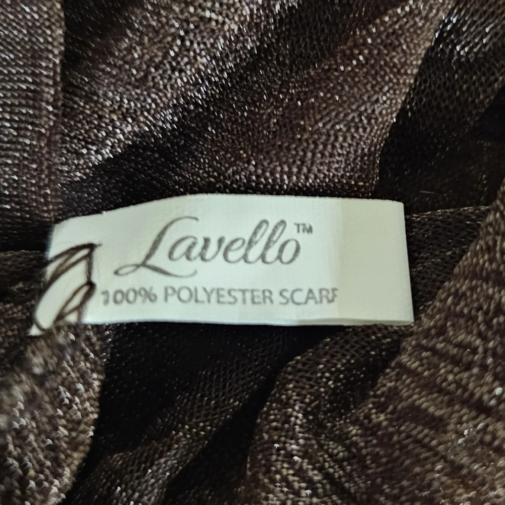 Lavello Crinkle Sheer Chocolate Brown Shimmer Scarf OS